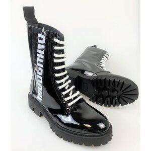 NIB MOSCHINO Logo Patent Combat Boot